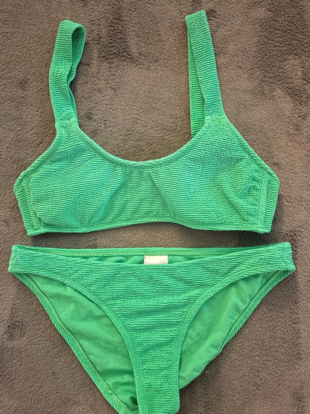 Xhilaration Green Textured Bikini Top & Bottom Set